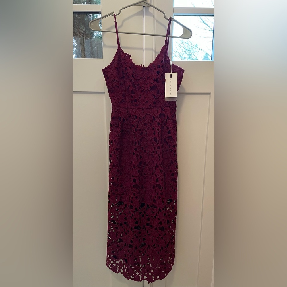 New NWT Endless Rose burgundy red lace midi dress XS spaghetti straps $100 - Picture 4 of 14